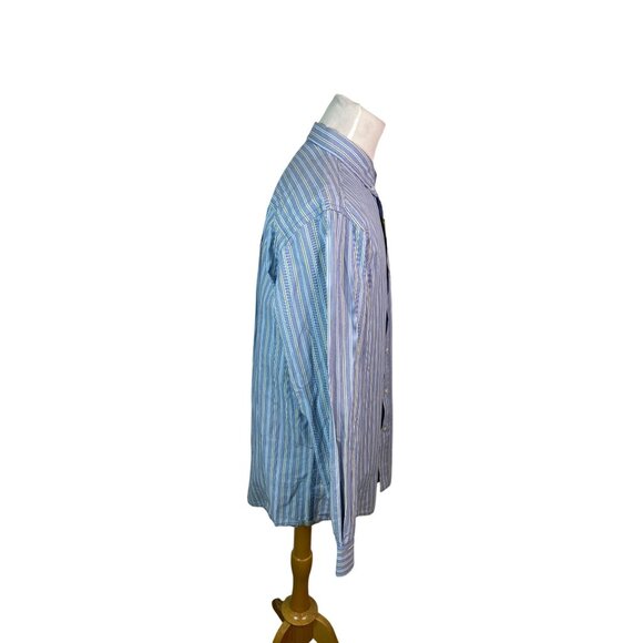 Club Room Mens Blue Striped Soft Washed Cotton Shirt Classic Fit Size L - New - Picture 2 of 7